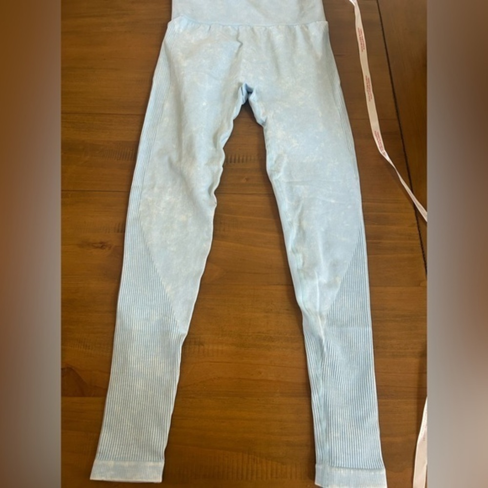 NWOT Honeyz Light Blue Ribbed Leggings